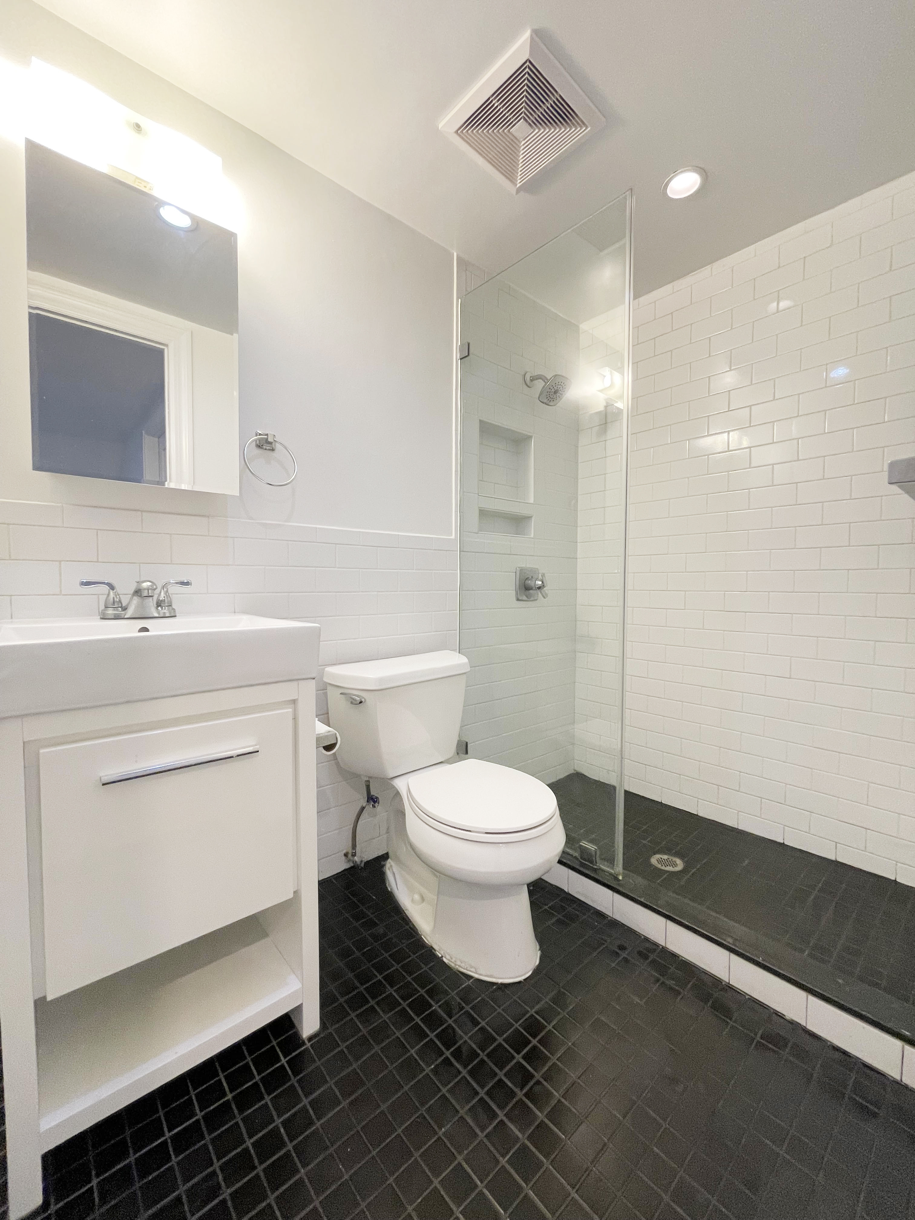 157 Prospect Avenue, Unit 1 Brooklyn, NY 11215 - Photo 8 of 10 a bathroom with a sink a toilet a shower and a mirror