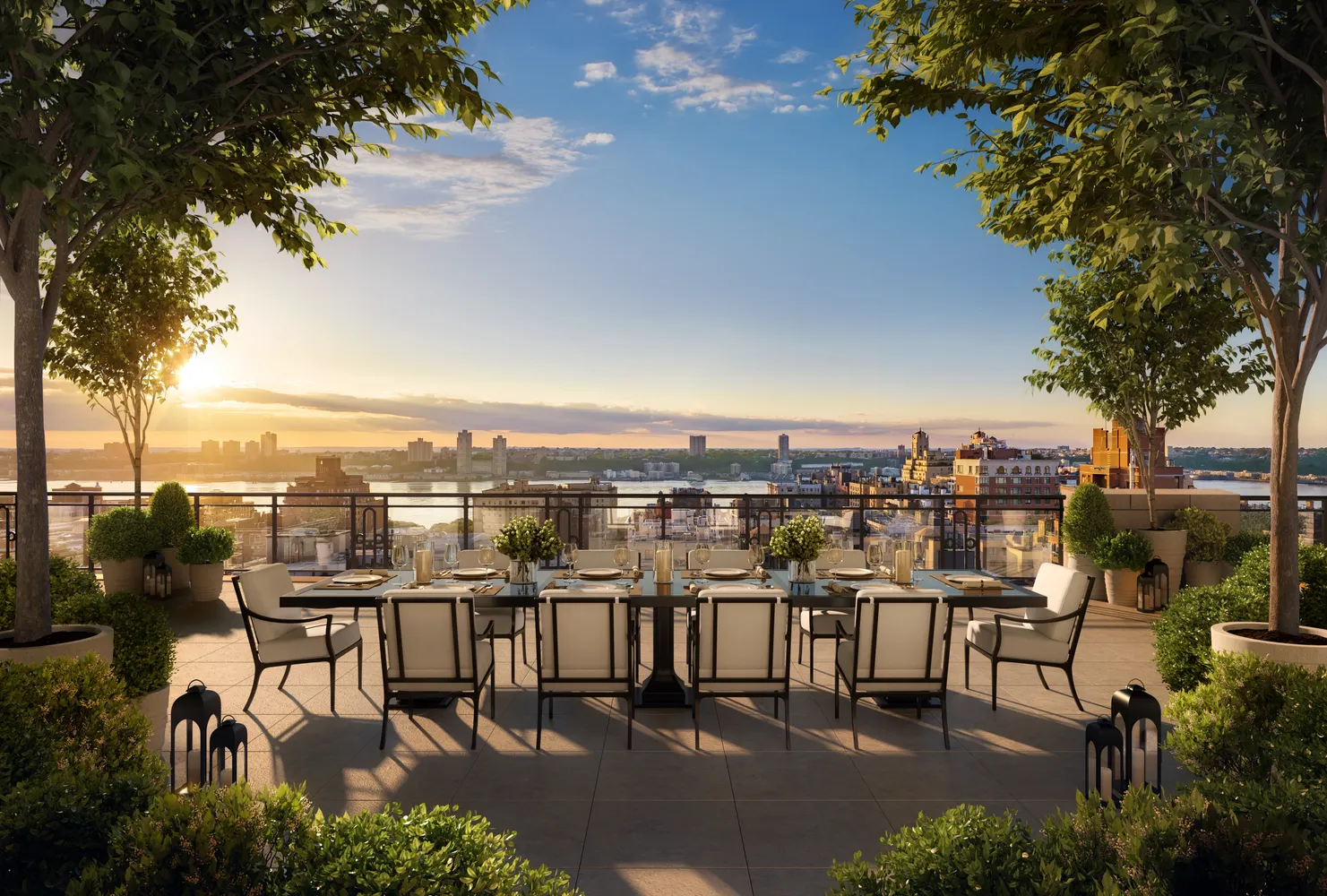 a view of a terrace with sitting area
