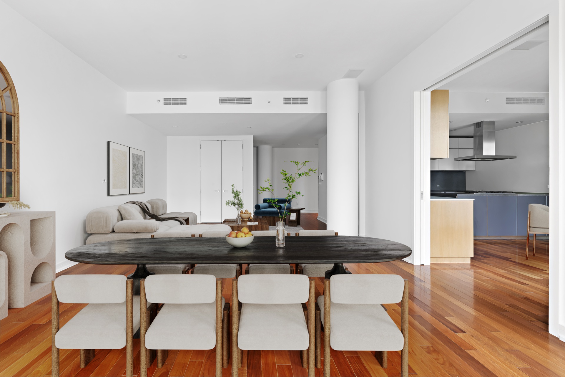 101 Warren Street, Unit 11L Manhattan, NY 10007 - Photo 3 of 26 a view of a dining room with furniture and wooden floor