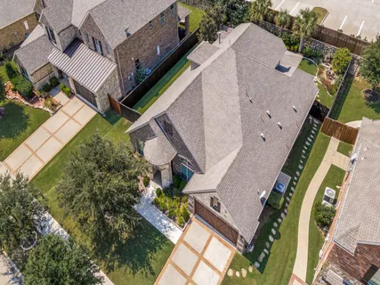 an aerial view of a house
