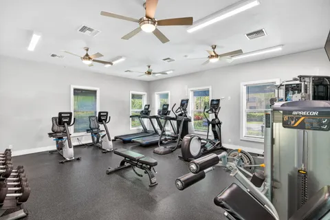 a view of a room with gym equipment