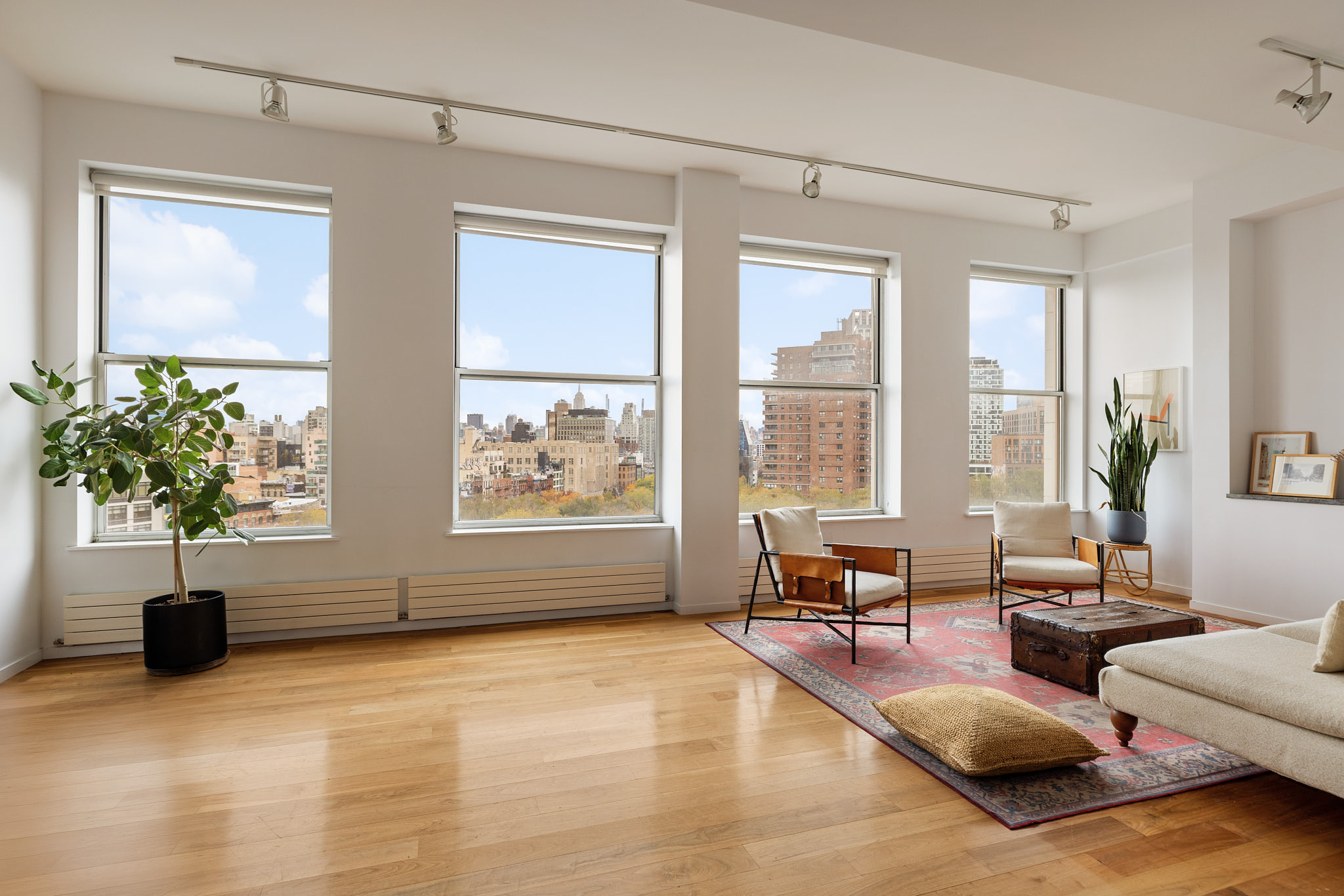175 East Broadway, Unit 8A Manhattan, NY 10002 - Photo 1 of 11 a living room with furniture and a potted plant