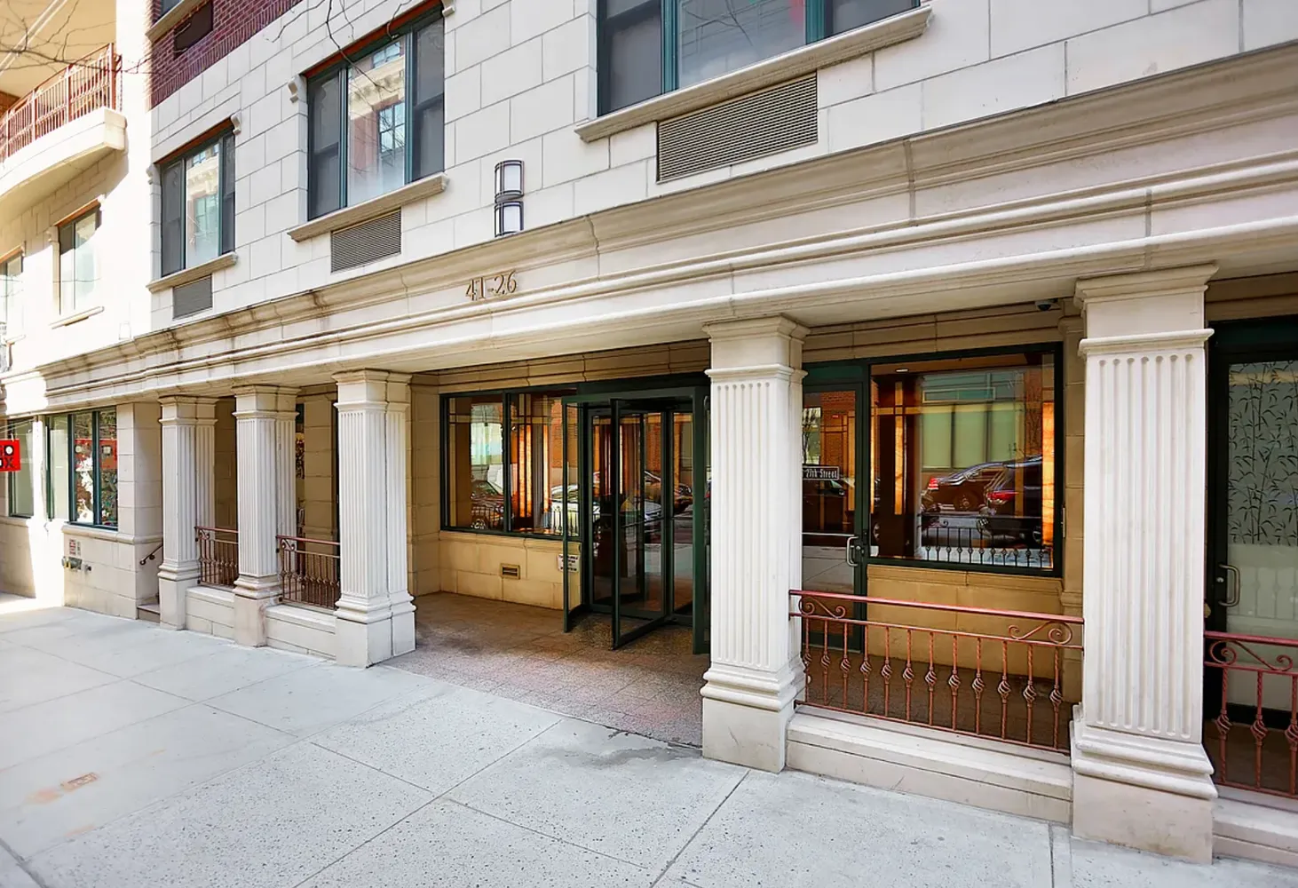 a view of a building entrance