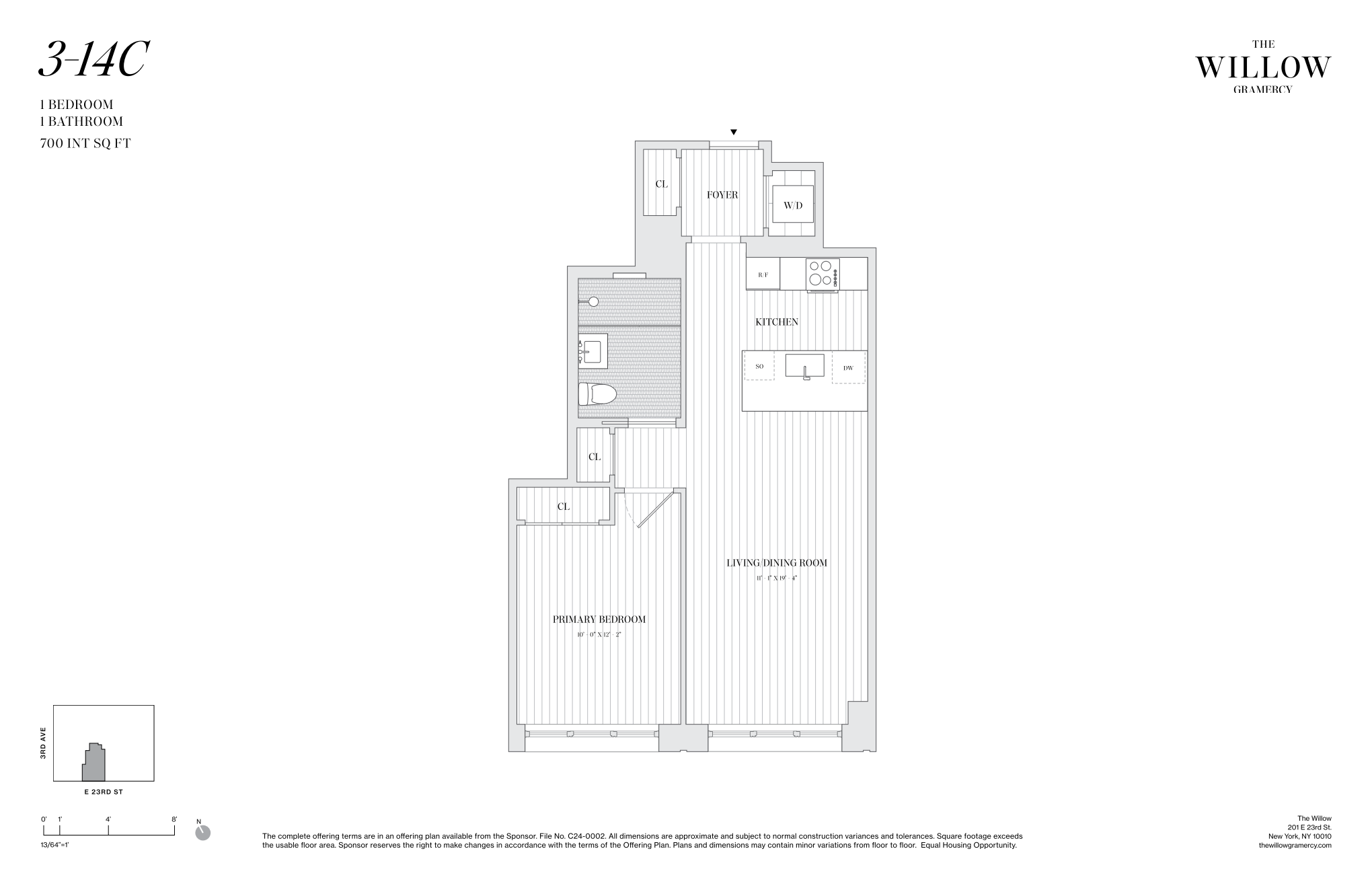 201 East 23rd Street, Unit 6C Manhattan, NY 10010 - Photo 19 of 19 a picture of a bench in a white building
