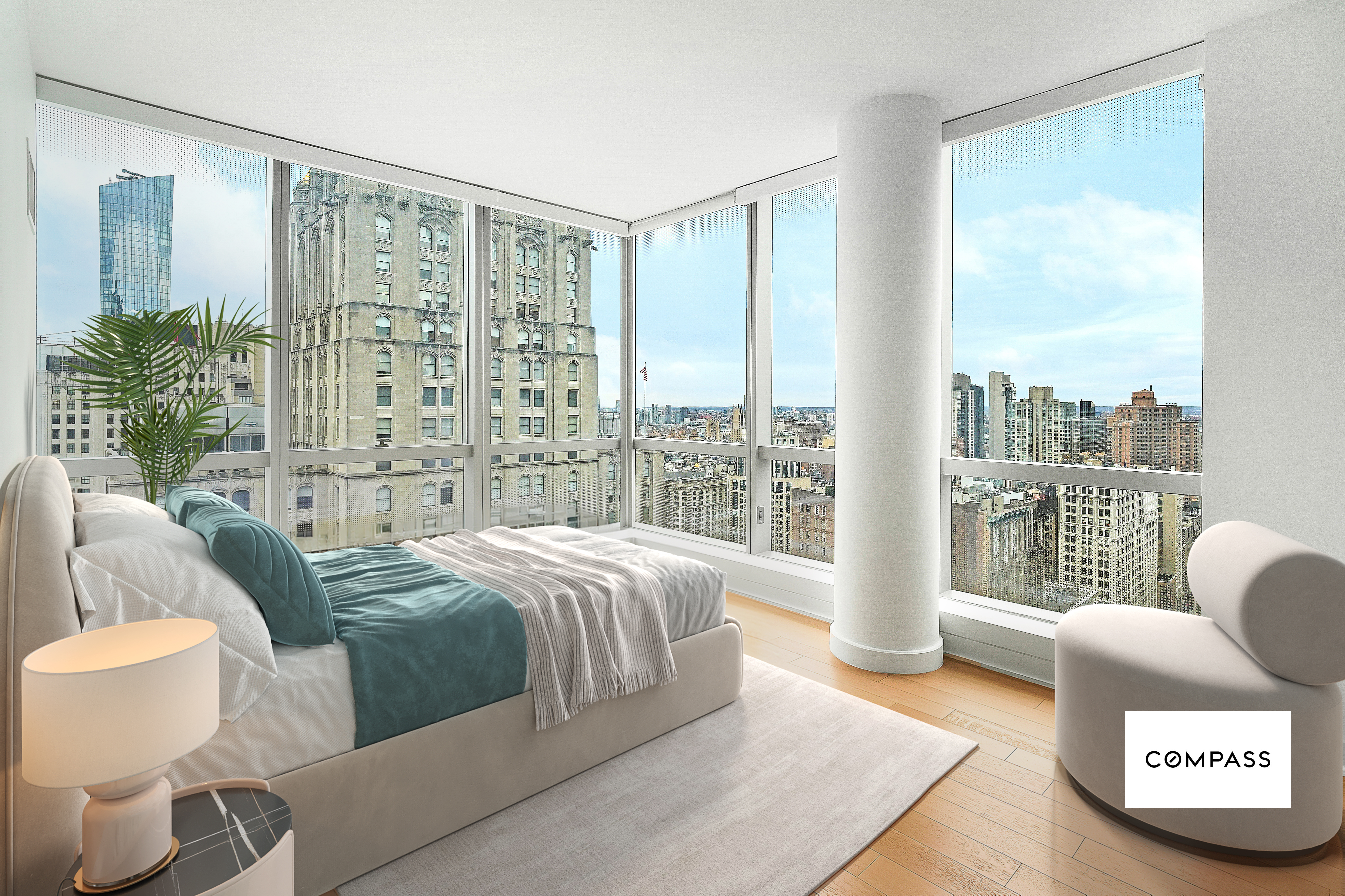 400 Park Avenue South, Unit 36D Manhattan, NY 10016 - Photo 3 of 7 a bedroom with a bed and glass window