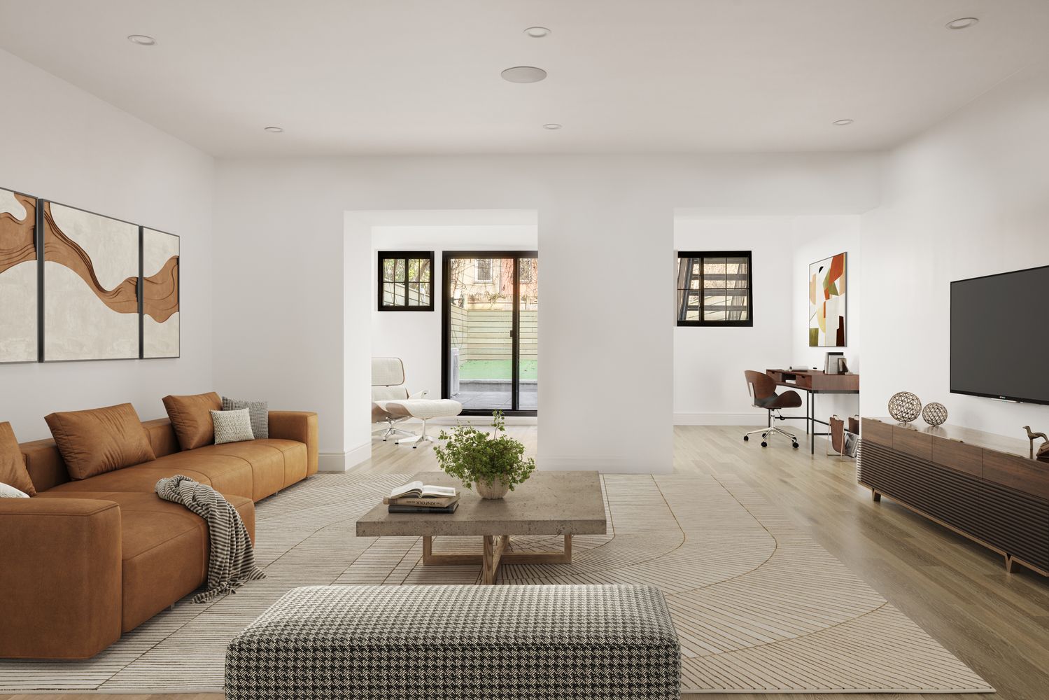 a living room with furniture and a flat screen tv