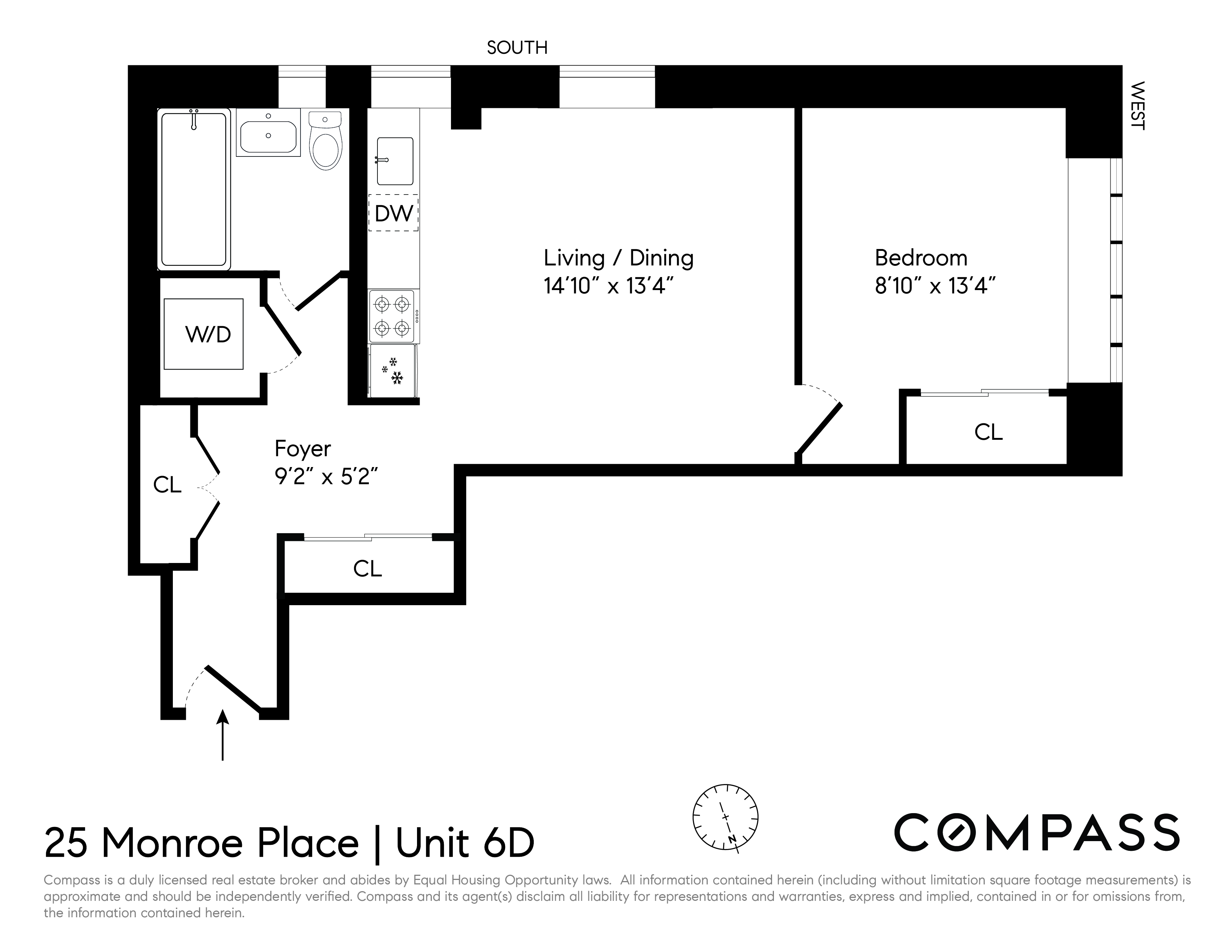 25 Monroe Place, Unit 6D Brooklyn, NY 11201 - Photo 4 of 4 a picture of a floor plan