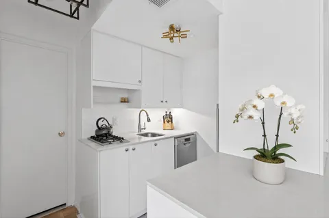 a kitchen with stainless steel appliances a sink and cabinets