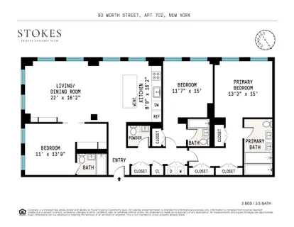 $3,650,000 | 93 Worth Street, Unit 702 | TriBeCa