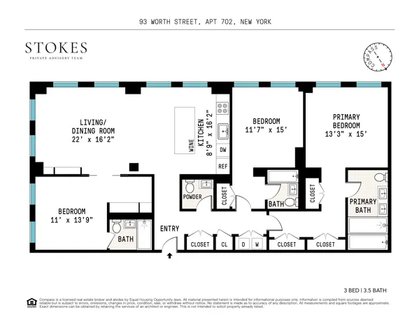 $3,650,000 | 93 Worth Street, Unit 702 | TriBeCa