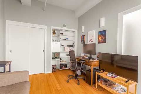 a workspace with furniture and a couch