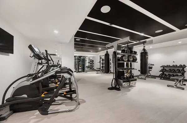 a view of a room with gym equipment