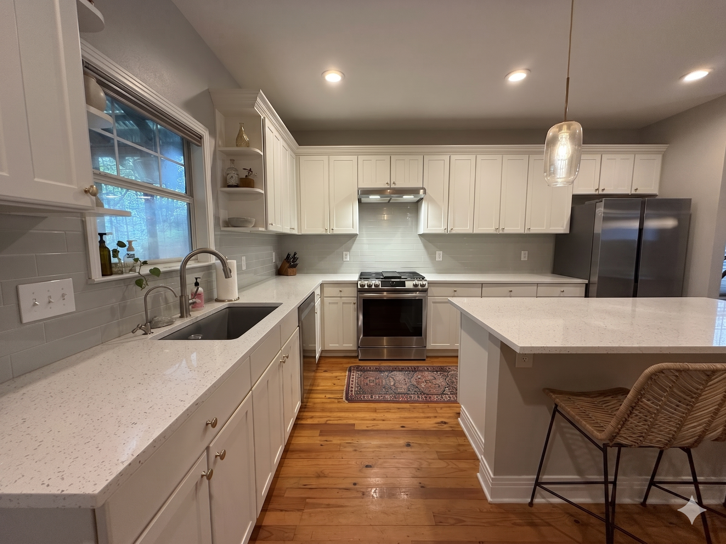 5108 Eilers Avenue Austin, TX 78751 - Photo 3 of 13 a kitchen with stainless steel appliances granite countertop a table chairs sink microwave and cabinets