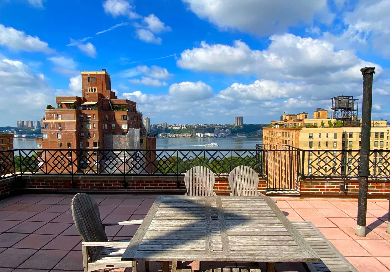 a view of a terrace with chairs