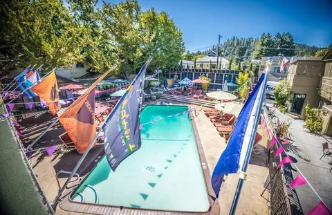 a view of a chairs and table in a patio