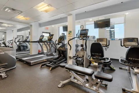 a view of a room with gym equipment