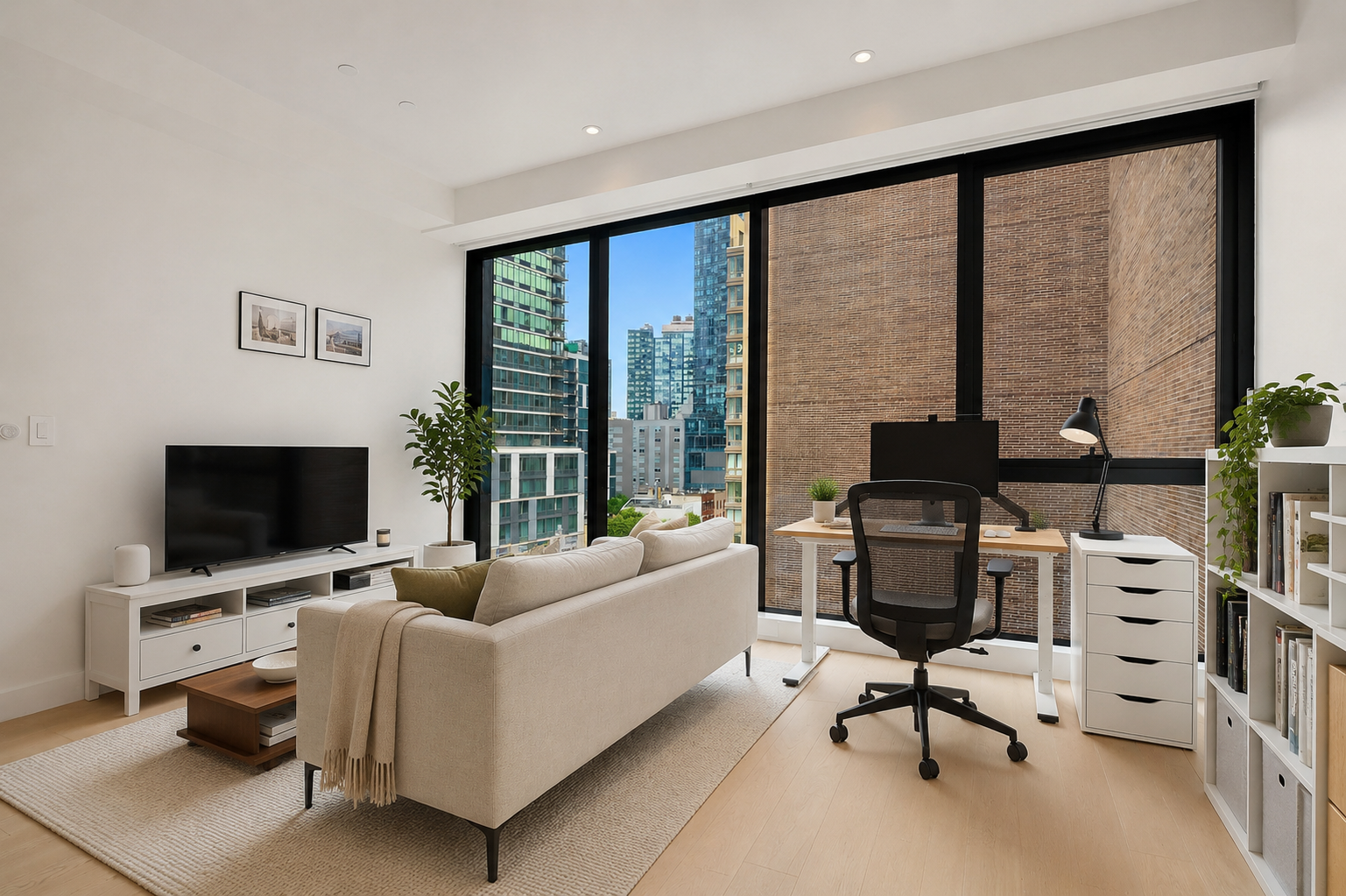 4507 Court Square, Unit 6G Queens, NY 11101 - Photo 2 of 6 a view of a livingroom with workspace and a window