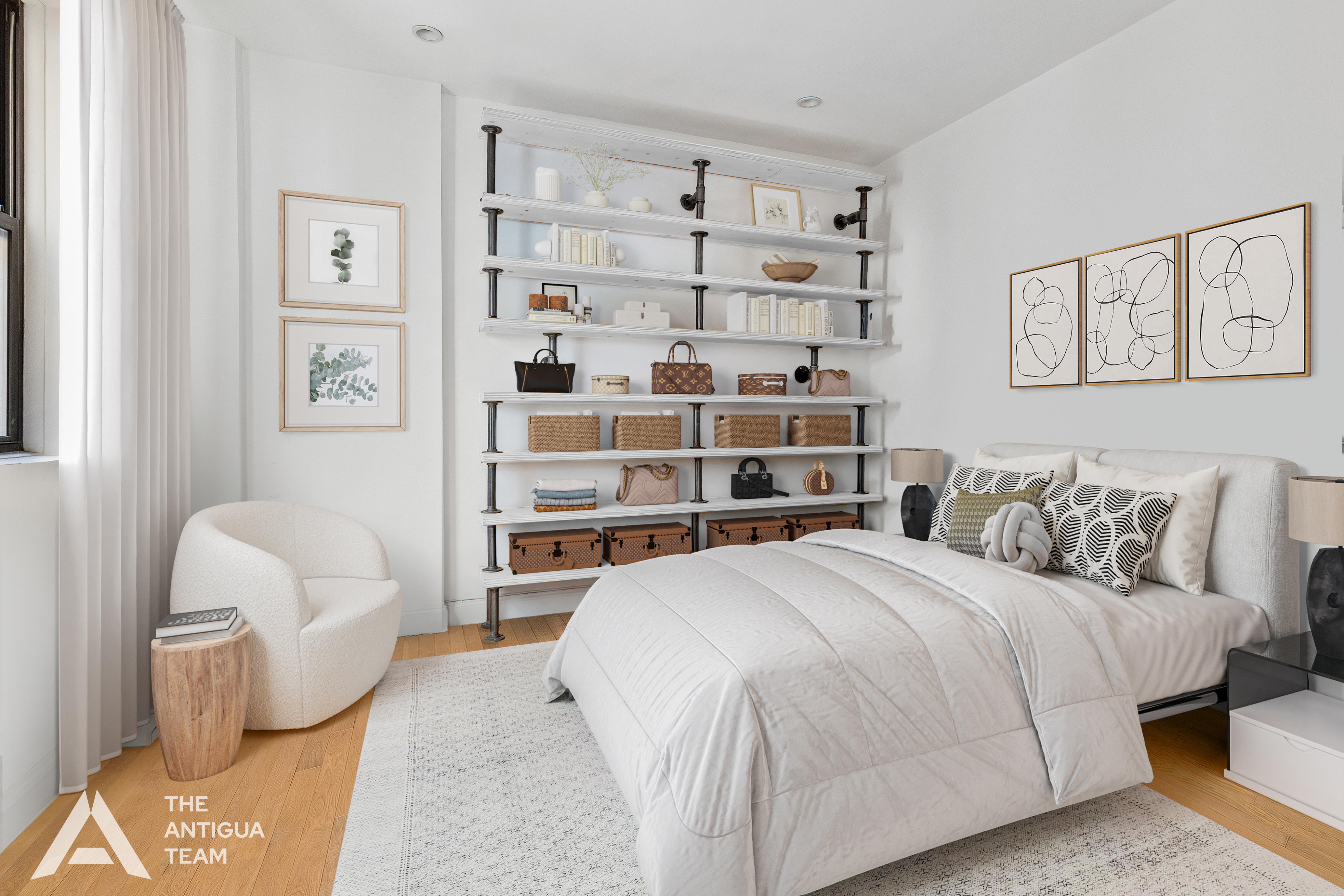 152 East 35th Street, Unit 3A Manhattan, NY 10016 - Photo 7 of 13 a spacious bedroom with a bed and a couch