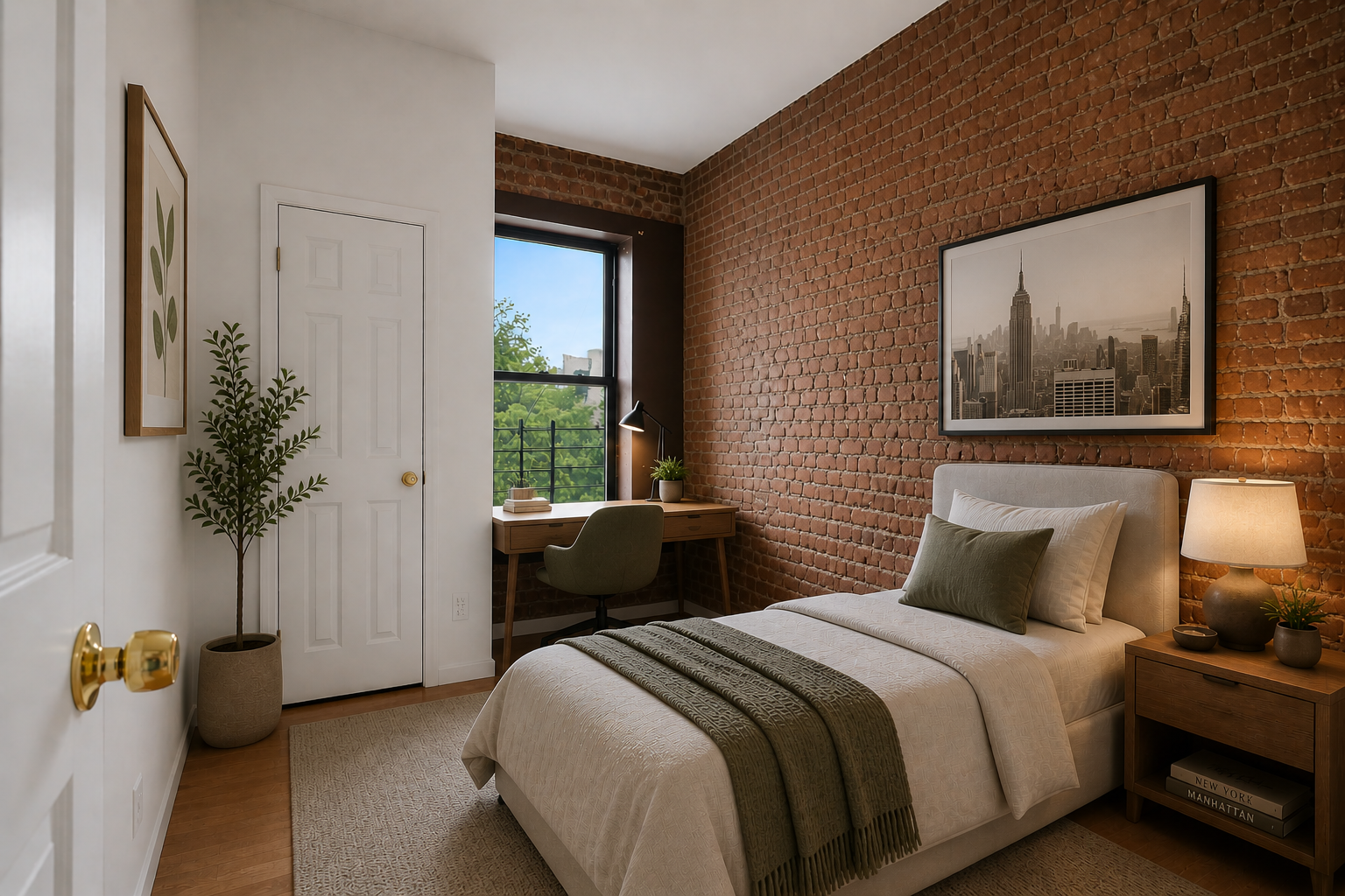 1978 Madison Avenue, Unit 5 Manhattan, NY 10035 - Photo 3 of 10 a bedroom with a bed and a potted plant