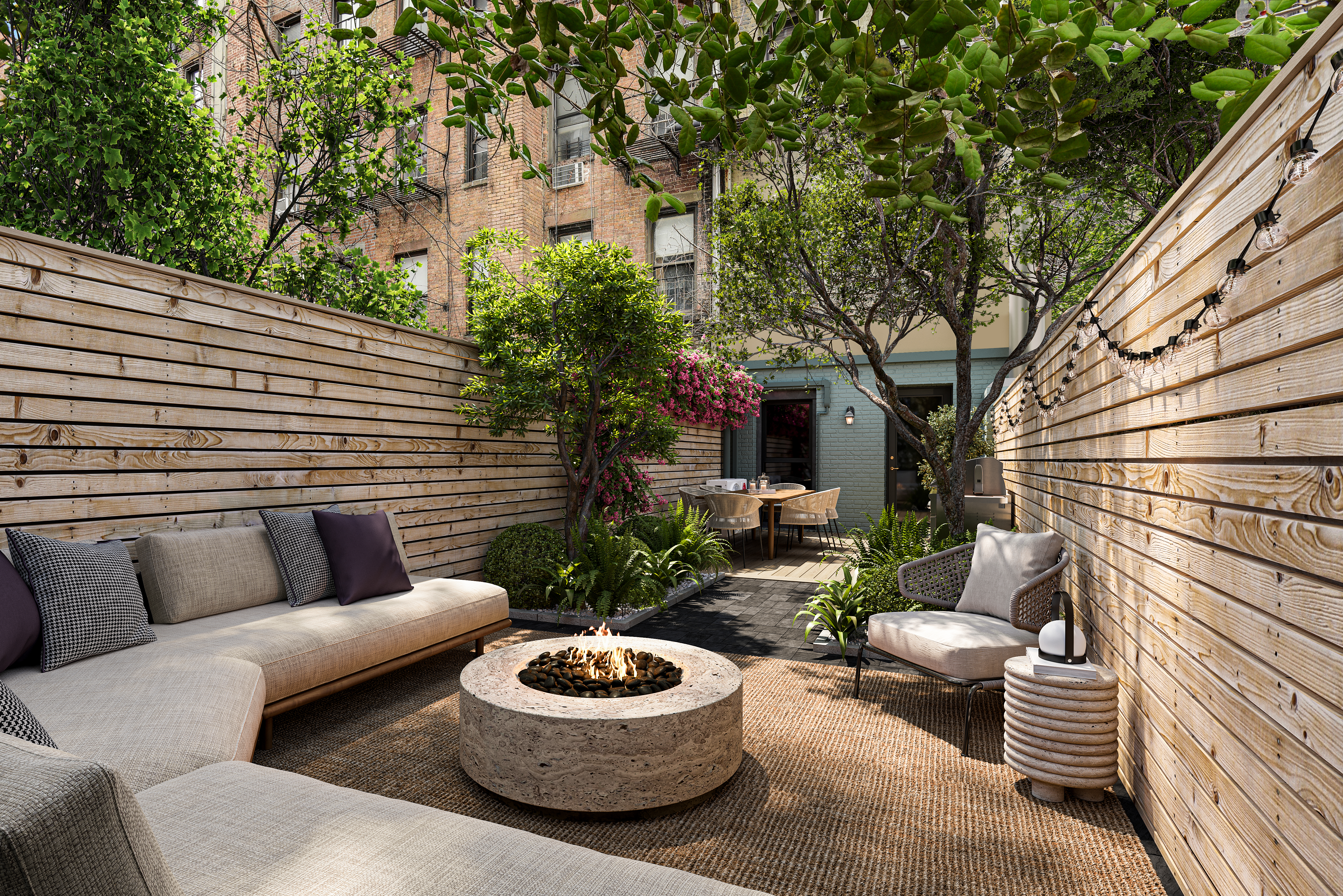 436 East 66th Street, Unit 1W Manhattan, NY 10065 - Photo 15 of 19 a view of a patio with couches and a fire pit and a fire pit