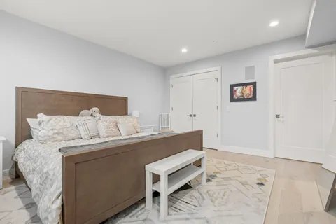 a living room with a couch and a table