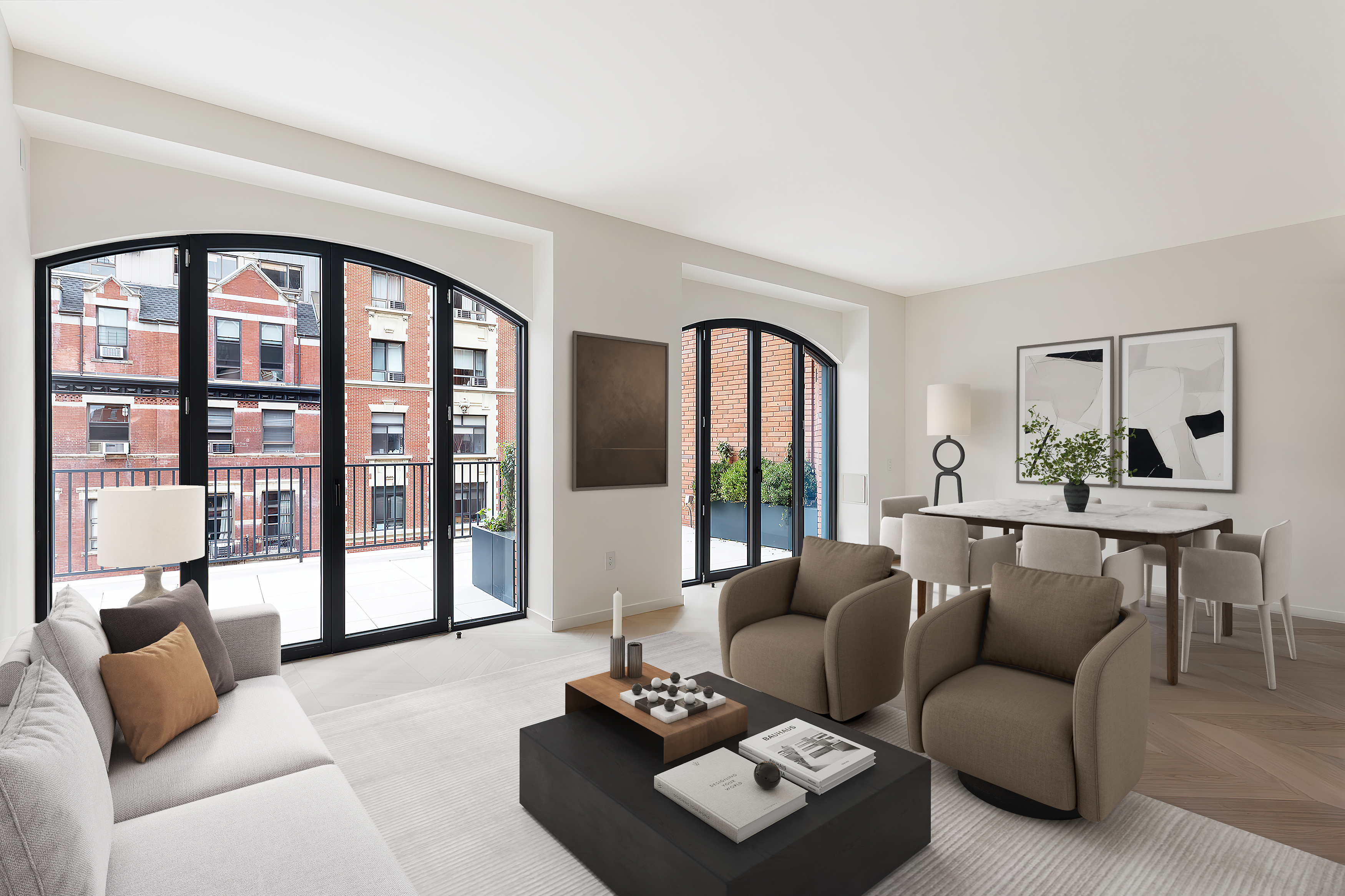 64 University Place, Unit 7C Manhattan, NY 10003 - Photo 1 of 17 a living room with furniture and a large window
