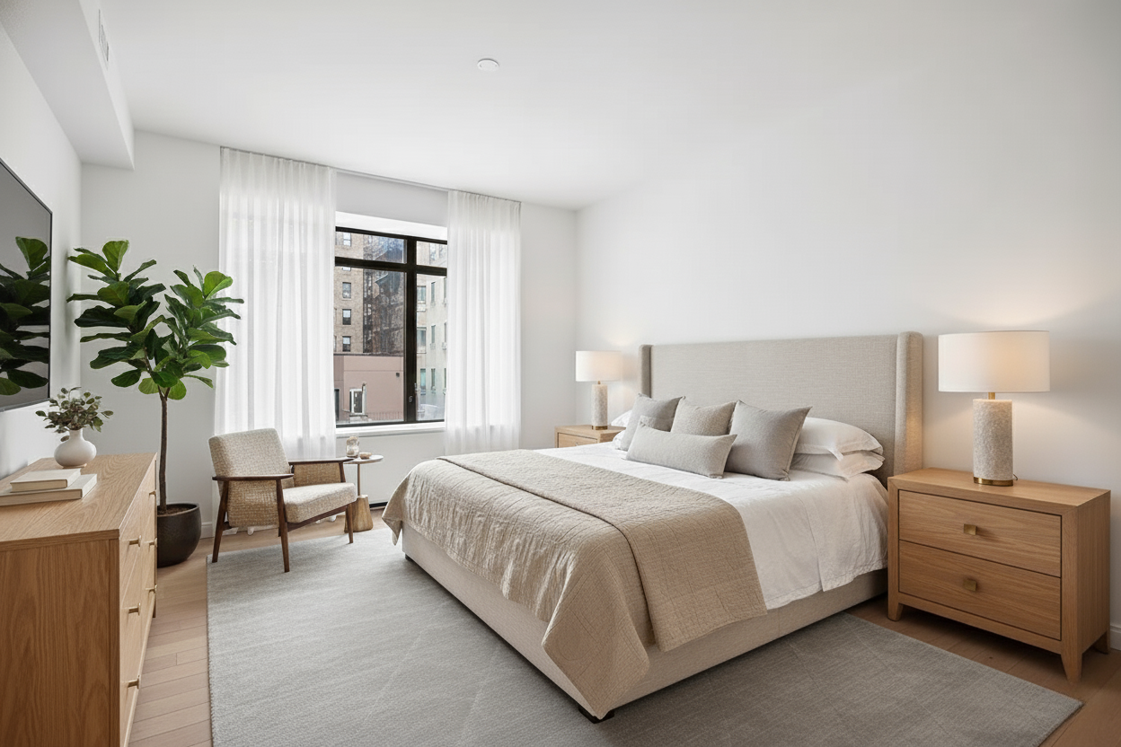 269 West 87th Street, Unit 7B Manhattan, NY 10024 - Photo 6 of 21 a bedroom with a bed and a potted plant