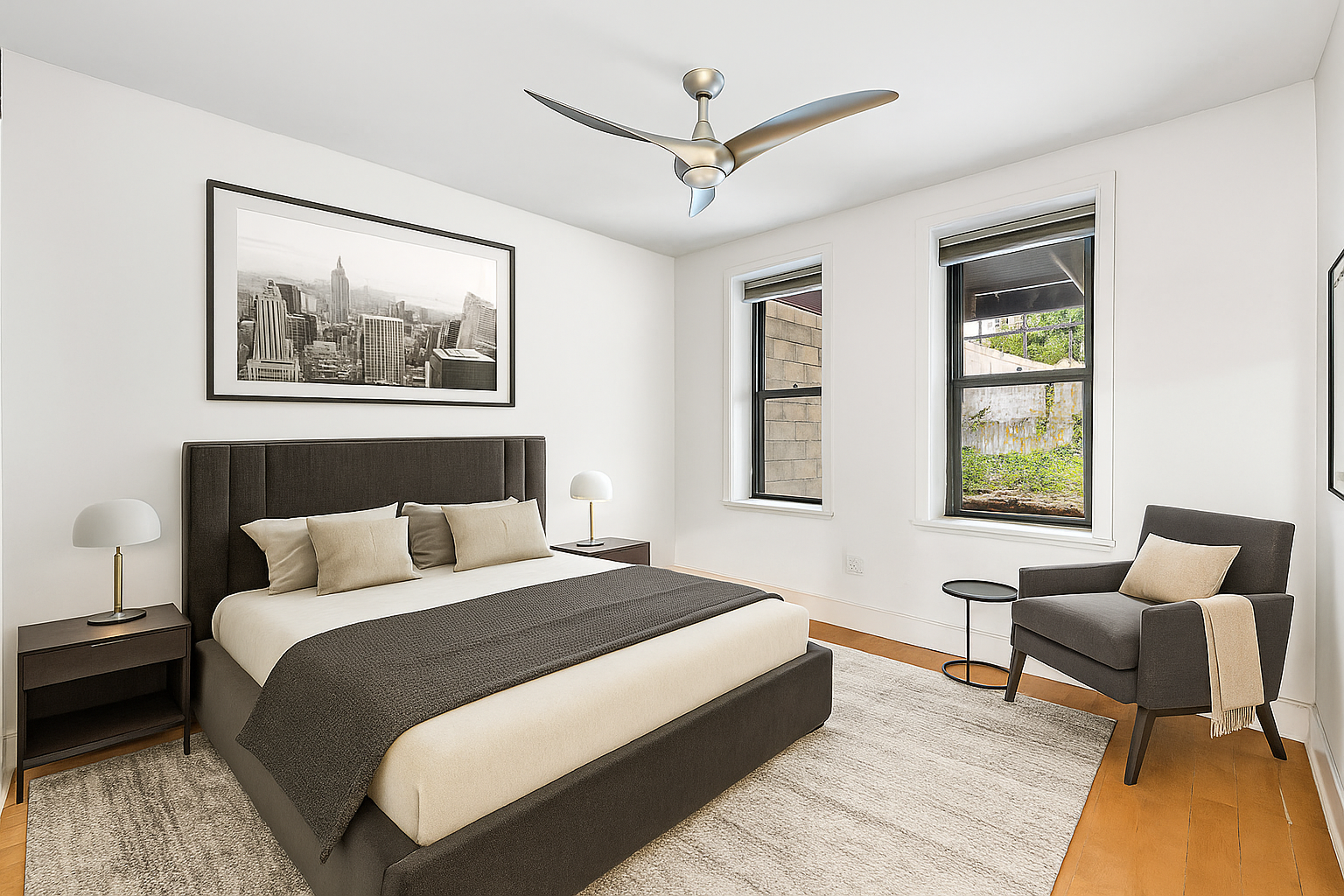 272 Prospect Place, Unit GARDEN Brooklyn, NY 11238 - Photo 5 of 8 a bedroom with a bed and wooden floor