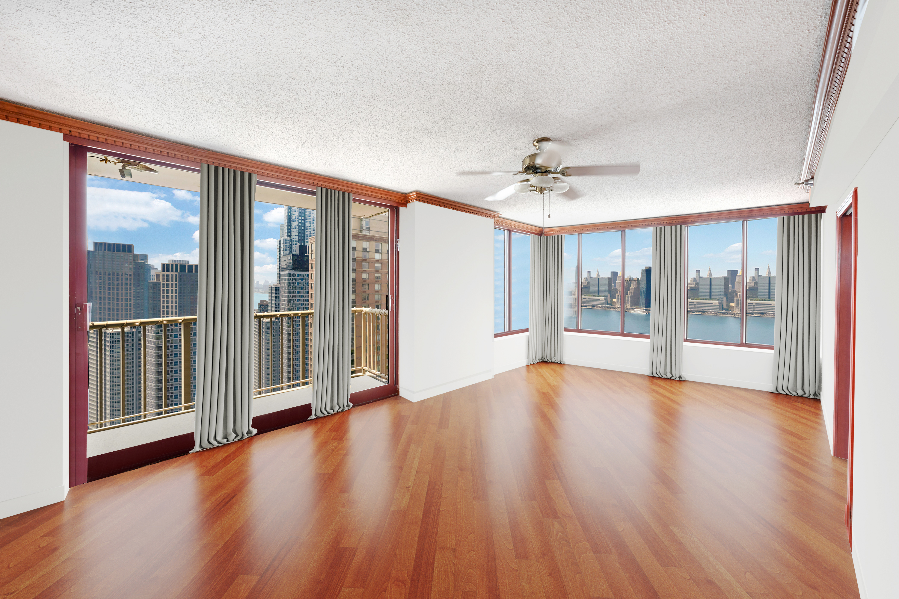 4-74 48th Avenue, Unit 27A Queens, NY 11109 - Photo 3 of 17 wooden floor in an empty room with a window