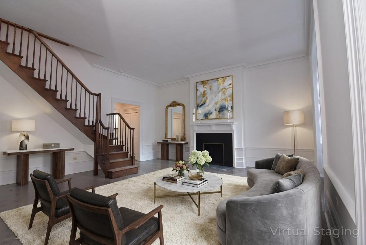 18 East 67th Street, Unit 2B/3B Manhattan, NY 10065 - Photo 1 of 18 a living room with furniture and a fireplace