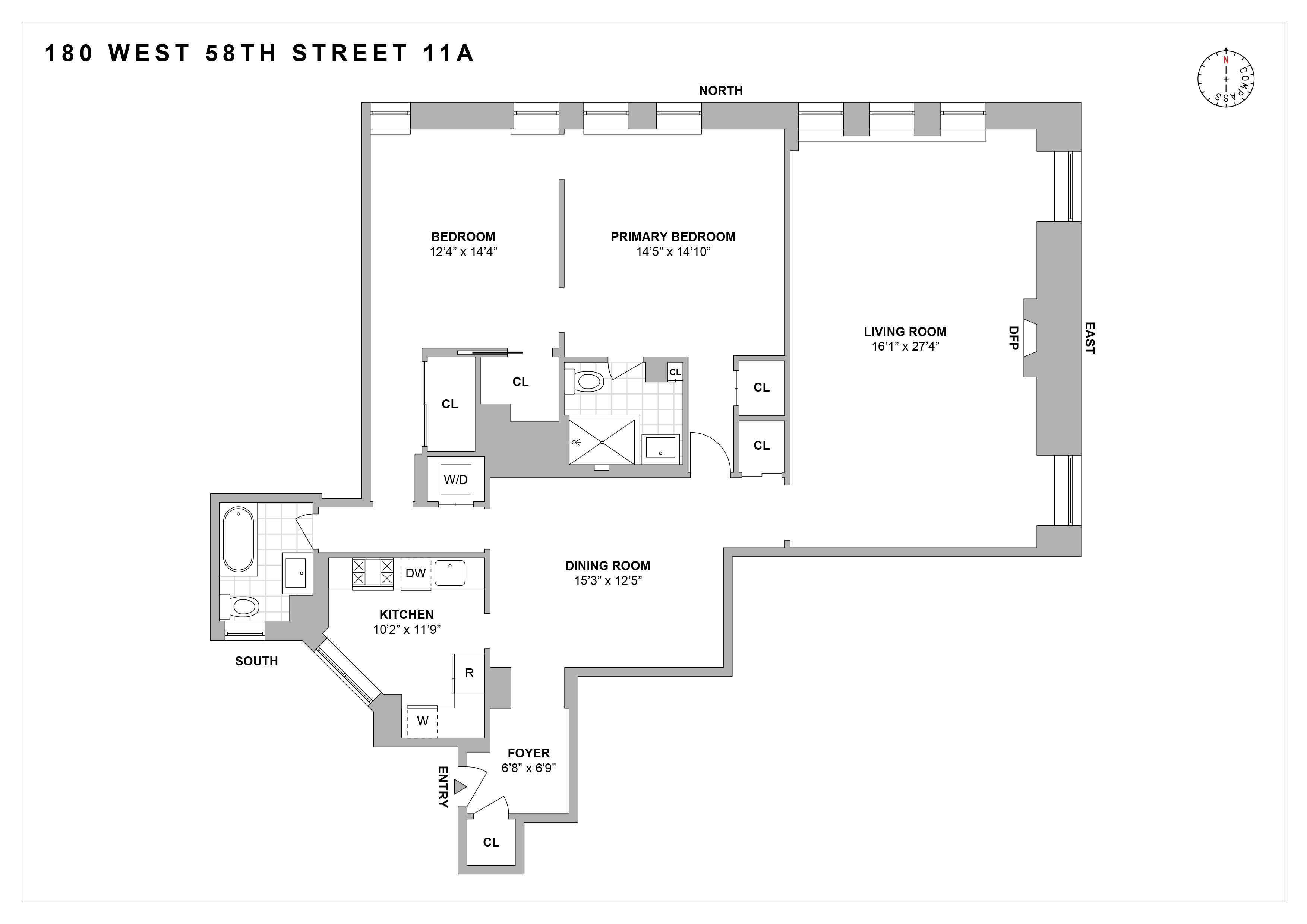 180 West 58th Street, Unit 11A Manhattan, NY 10019 - Photo 17 of 17 a picture of a floor plan