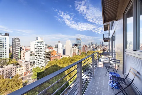 a city view from the balcony