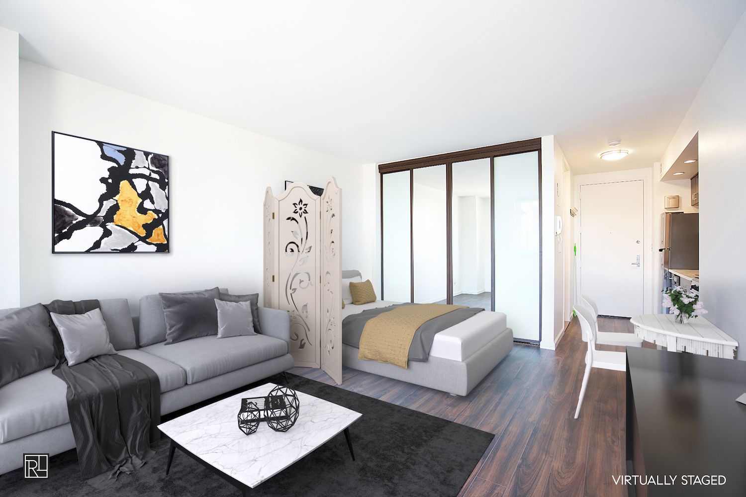 300 East 62nd Street, Unit 1405 Manhattan, NY 10065 - Photo 5 of 10 a living room with furniture and a large window