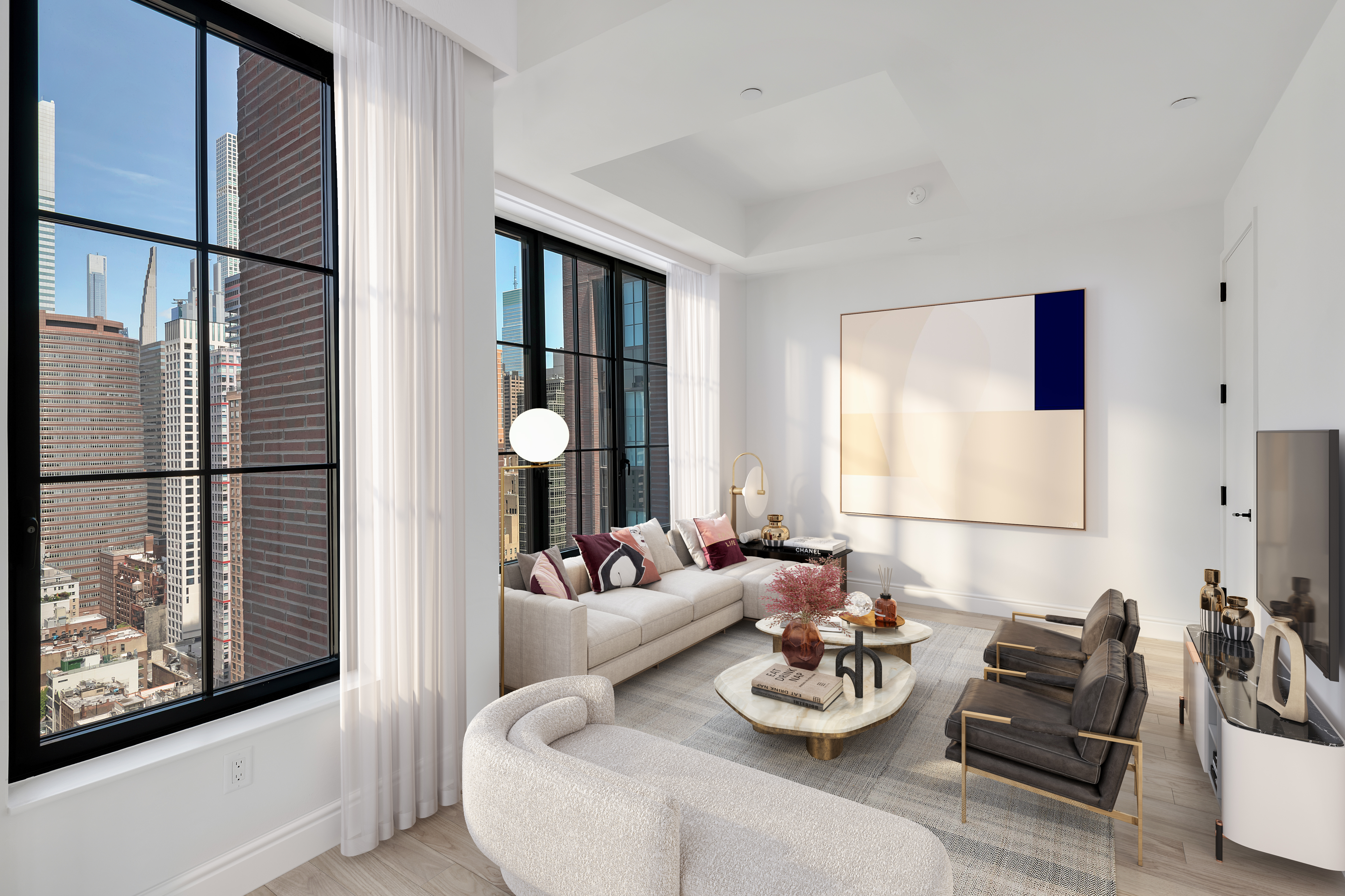 959 1st Avenue, Unit 25H Manhattan, NY 10022 - Photo 3 of 18 a living room with furniture and a large window