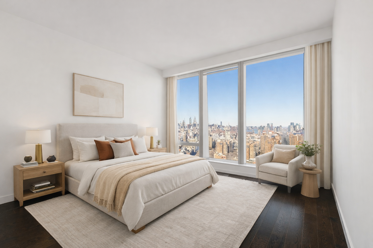 252 South Street, Unit 41G Manhattan, NY 10002 - Photo 4 of 7 a bedroom with a bed and a couch next to a window