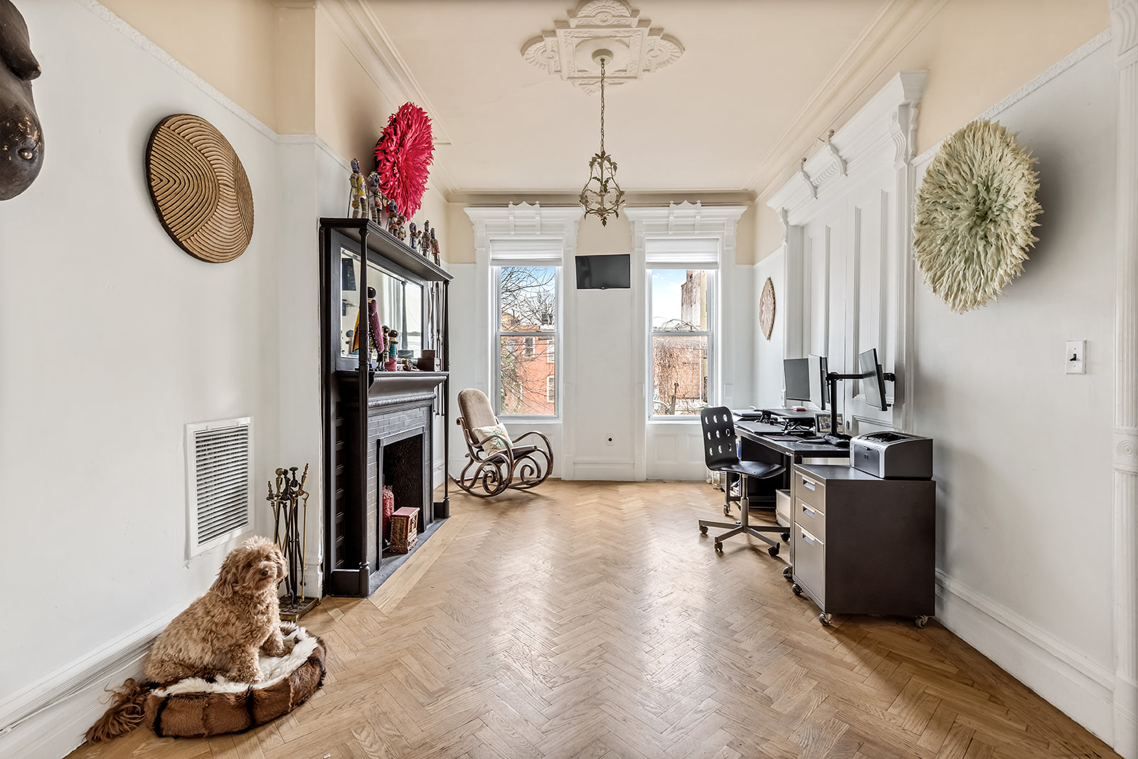 480 A MacDonough Street Brooklyn, NY 11233 - Photo 2 of 10 a living room with furniture a window and a flat screen tv