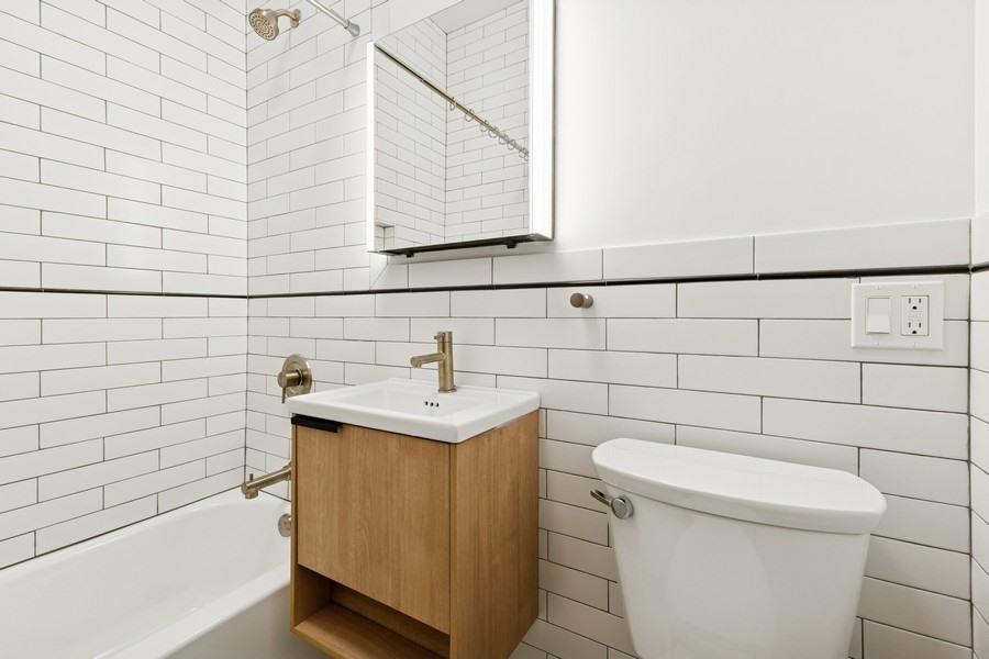 144 Somers Street, Unit 2 Brooklyn, NY 11233 - Photo 6 of 10 a bathroom with a sink a toilet and mirror
