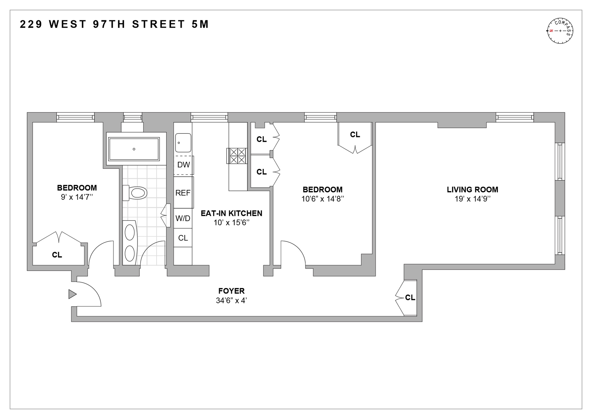 229 West 97th Street, Unit 5M New York, NY 10025 - Photo 11 of 11 a picture of a floor plan