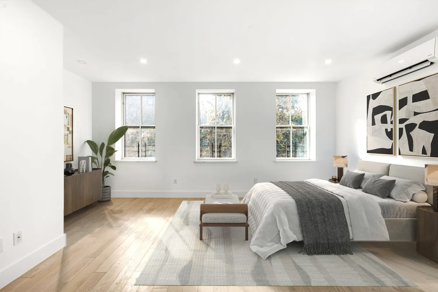 a bed room with a bed and a window