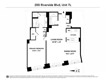 $1,495,000 | 200 Riverside Boulevard, Unit 7L | Upper West Side