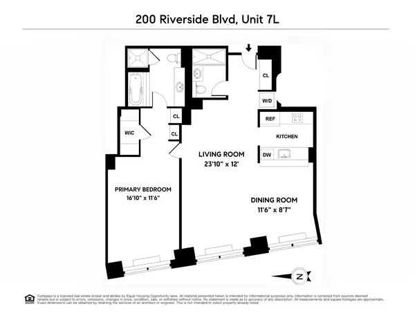 $1,495,000 | 200 Riverside Boulevard, Unit 7L | Upper West Side