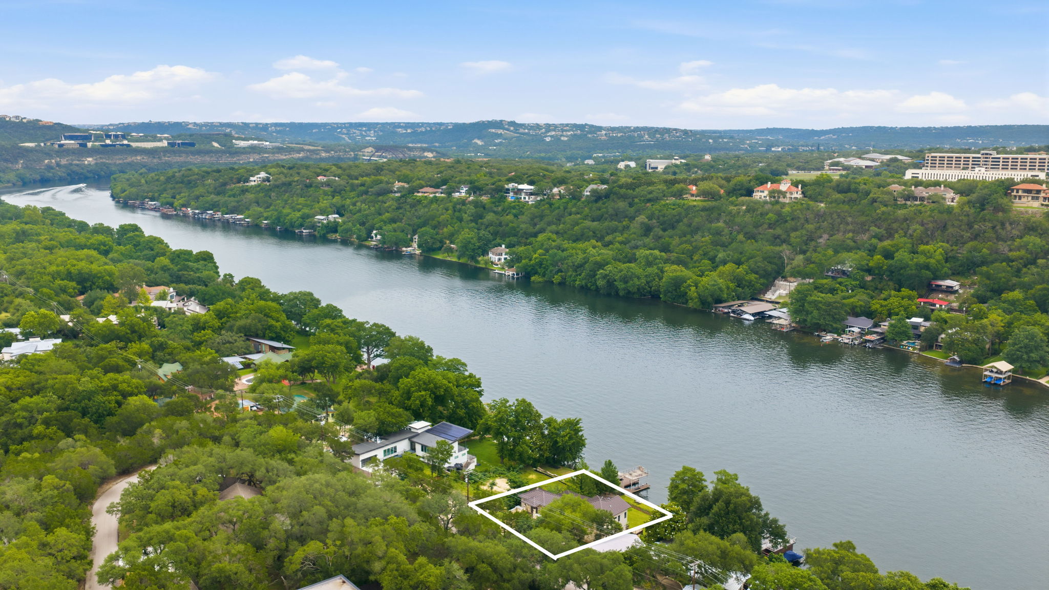 3605 Robbins Road Austin, TX 78730 - Photo 49 of 51 an aerial view of lake residential house with outdoor space and trees around