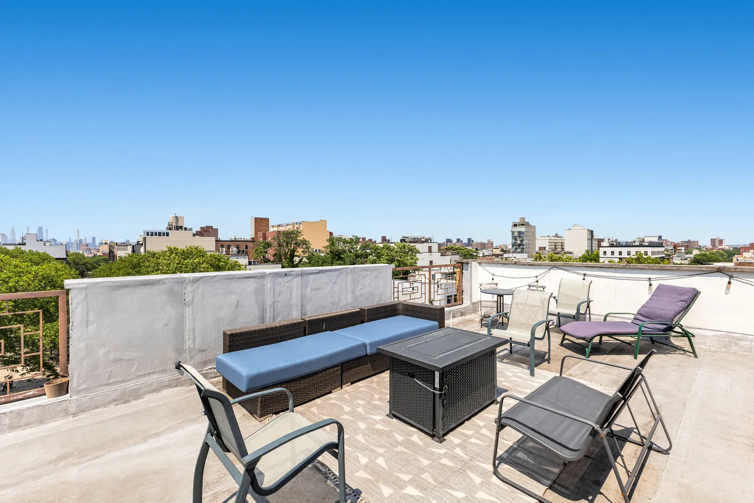 a view of a terrace with seating area