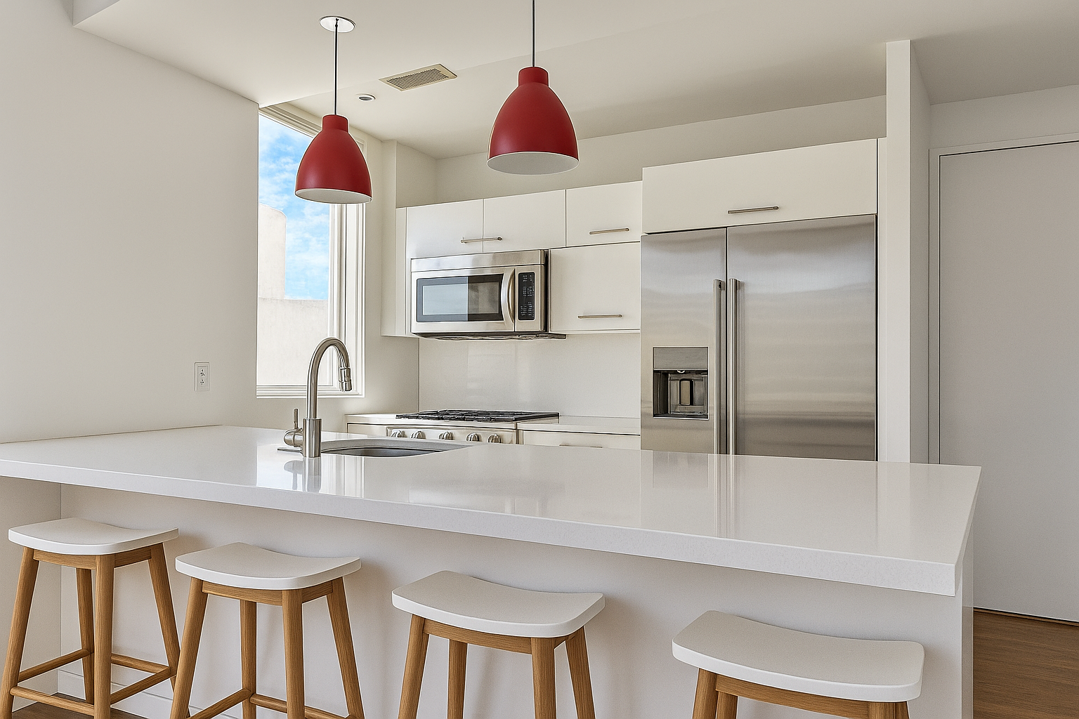 140 Degraw Street, Unit 4B Brooklyn, NY 11231 - Photo 2 of 8 a kitchen with stainless steel appliances granite countertop a sink refrigerator and cabinets
