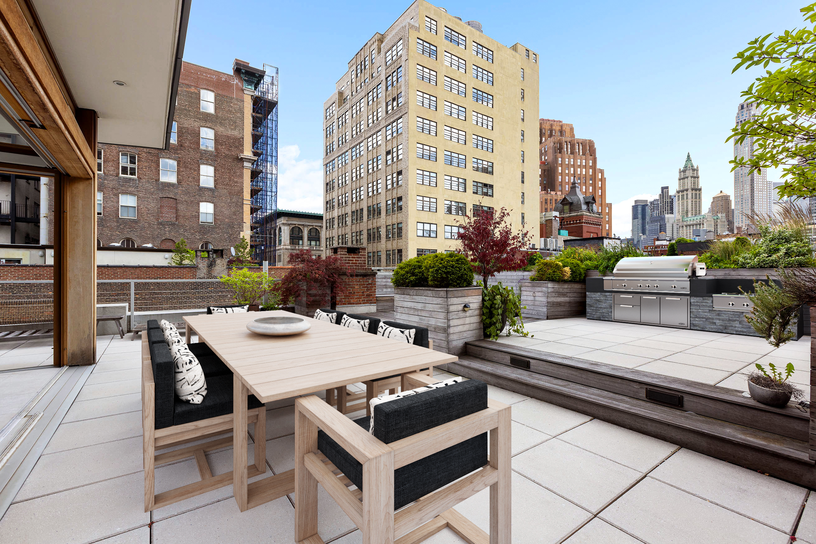 186 Franklin Street, Unit PHA Manhattan, NY 10013 - Photo 8 of 11 a view of a patio with couches and potted plants
