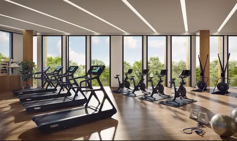 a front view of a building with yard