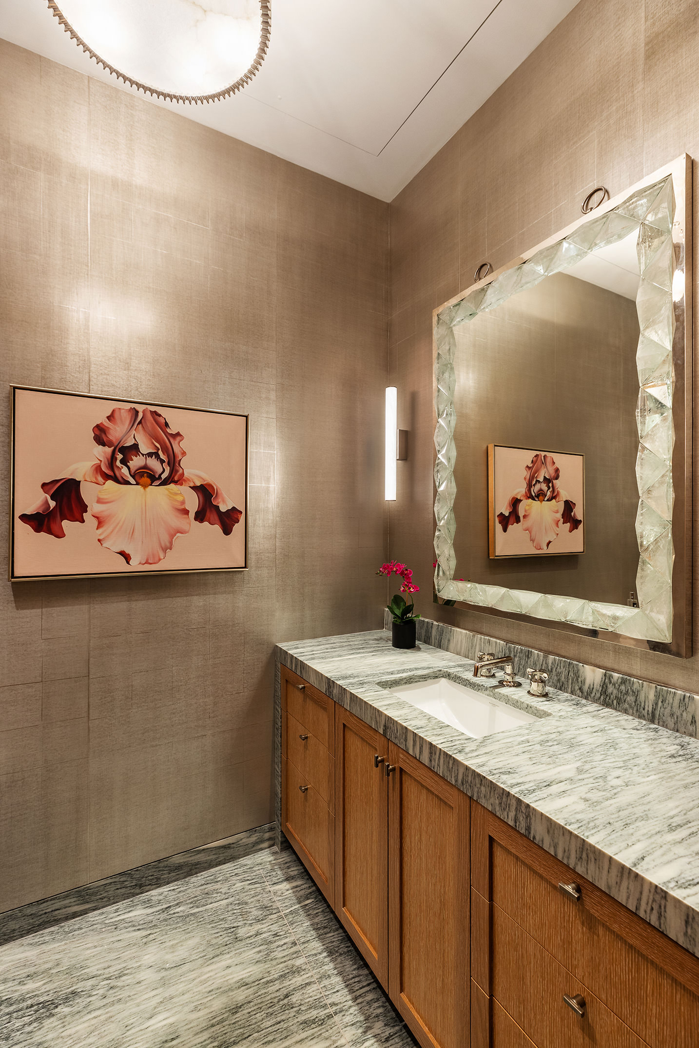 25 Bond Street, Unit PHW Manhattan, NY 10012 - Photo 24 of 34 a bathroom with a granite countertop sink mirror and vanity
