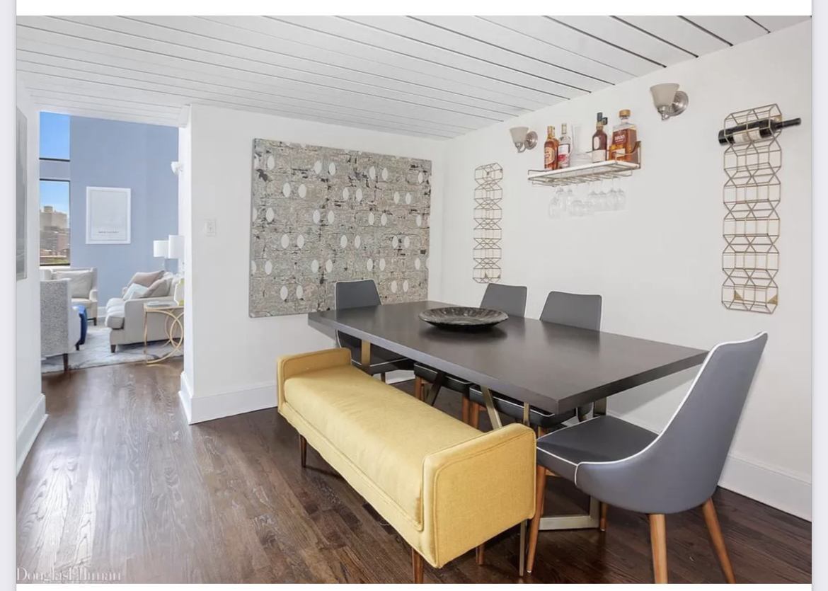 421 Hudson Street, Unit 502 Manhattan, NY 10014 - Photo 3 of 11 a view of a dining room with furniture and wooden floor