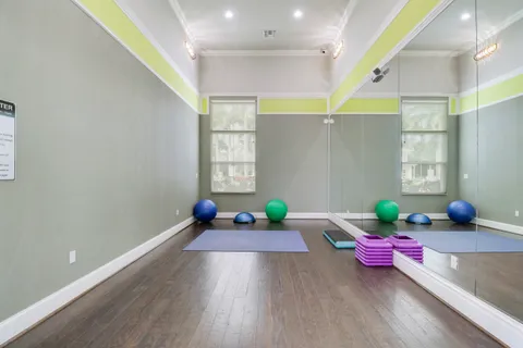 a view of a room with gym equipment