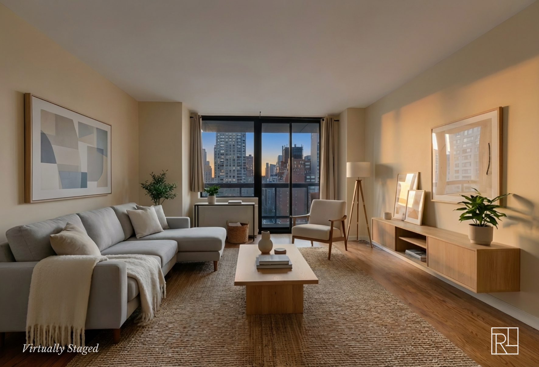 300 East 62nd Street, Unit 1501 Manhattan, NY 10065 - Photo 2 of 14 a living room with furniture and a large window